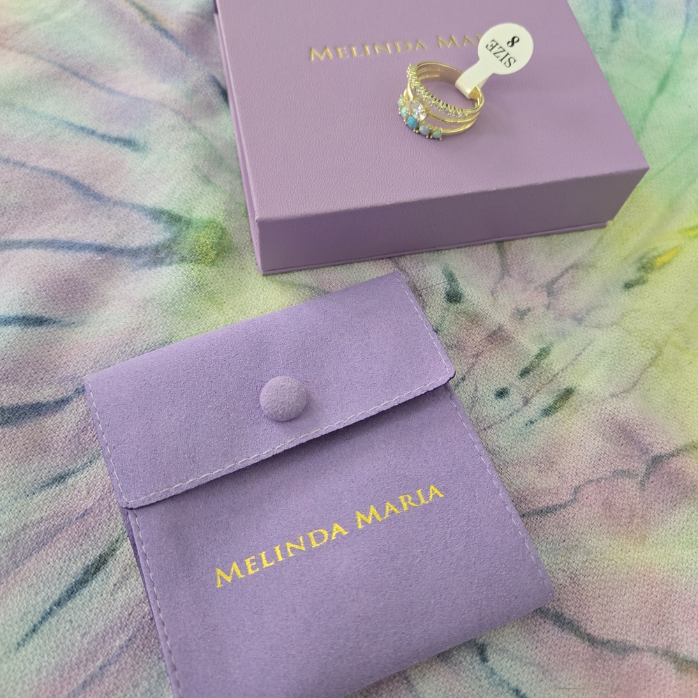 NWT Melinda Maria "She's So Stacked" Gold and Opal Ring Set - Picture 3 of 3